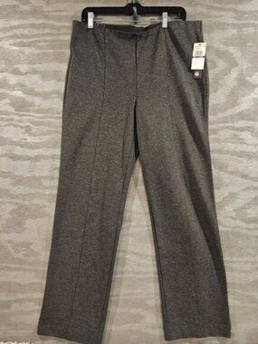Gloria Vanderbilt SZ 14 Gray Straight Leg Ponte Stretch Pull On "Jolie" Pants